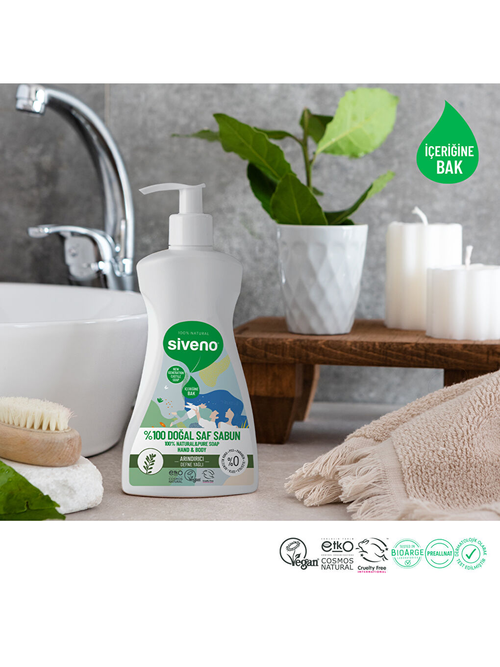 %100 Doğal Sıvı Kastil Sabun Defne Yağlı Yoğun Nemlendirici Arındırıcı Bitkisel Vegan 300 ml-3