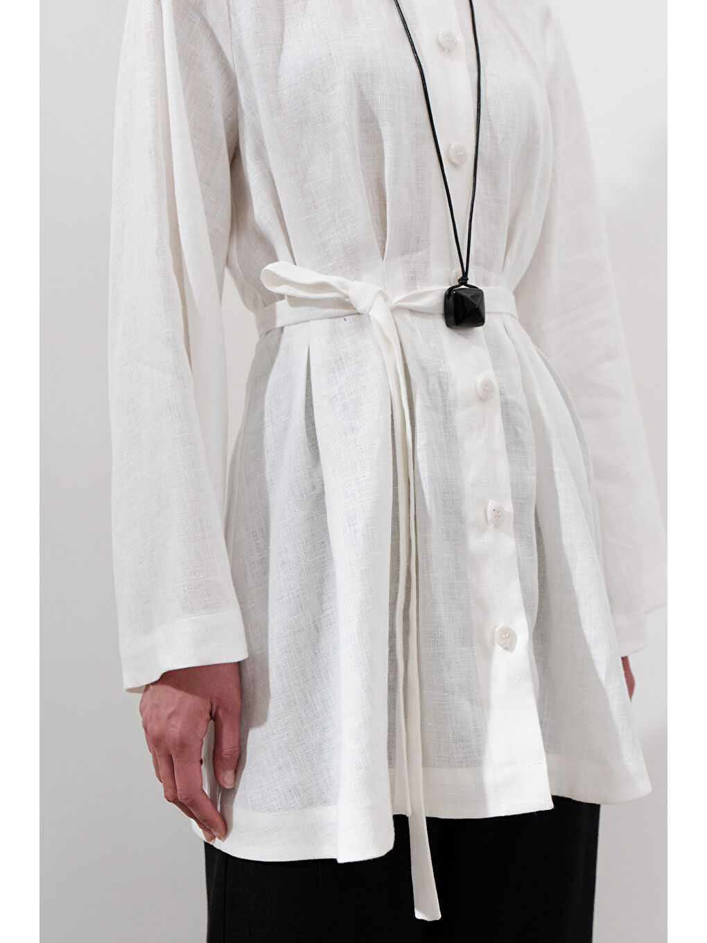 Keten Pensli Tunik Ekru-4