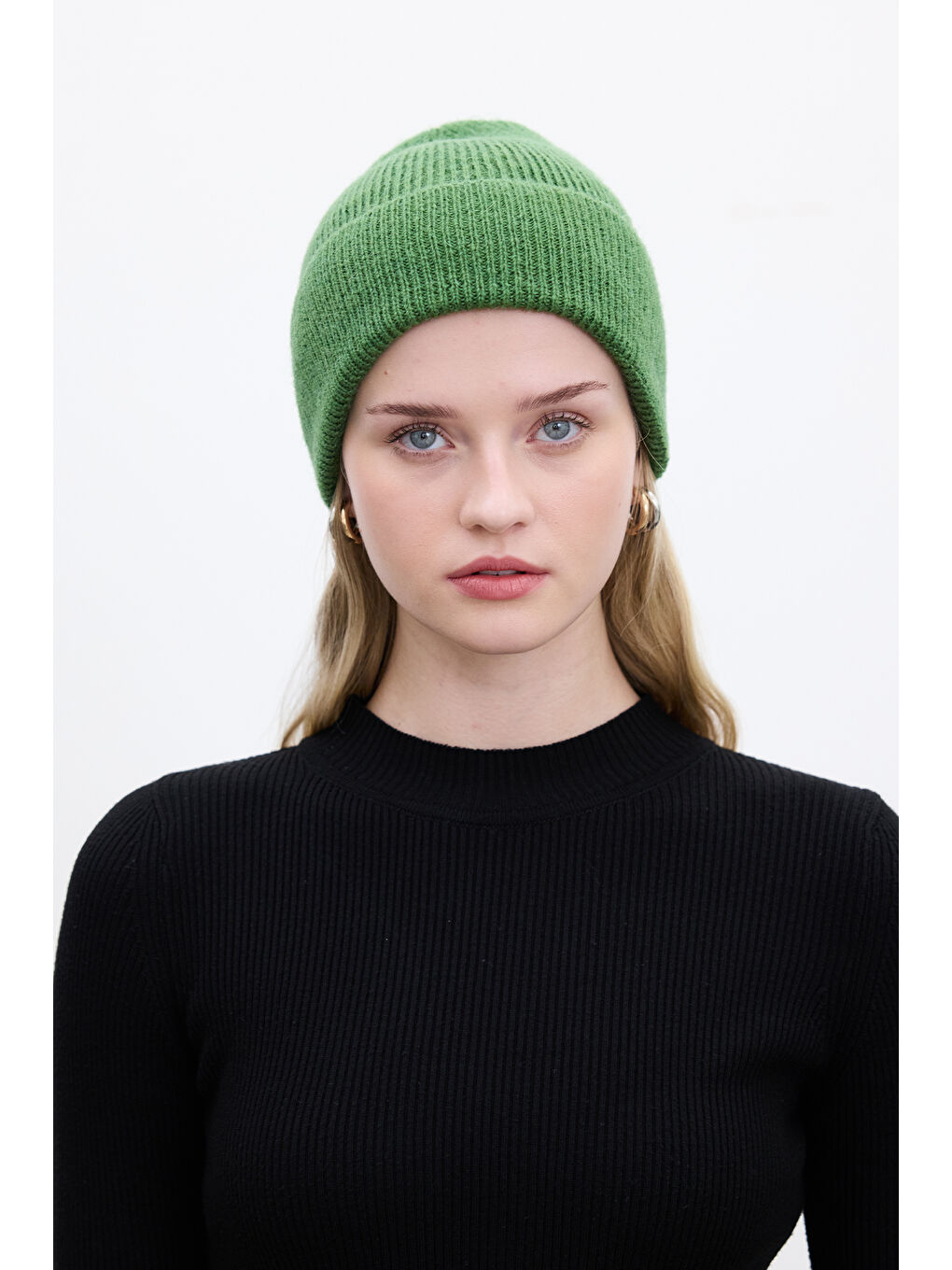 Fitilli Örgü Bere Yeşil