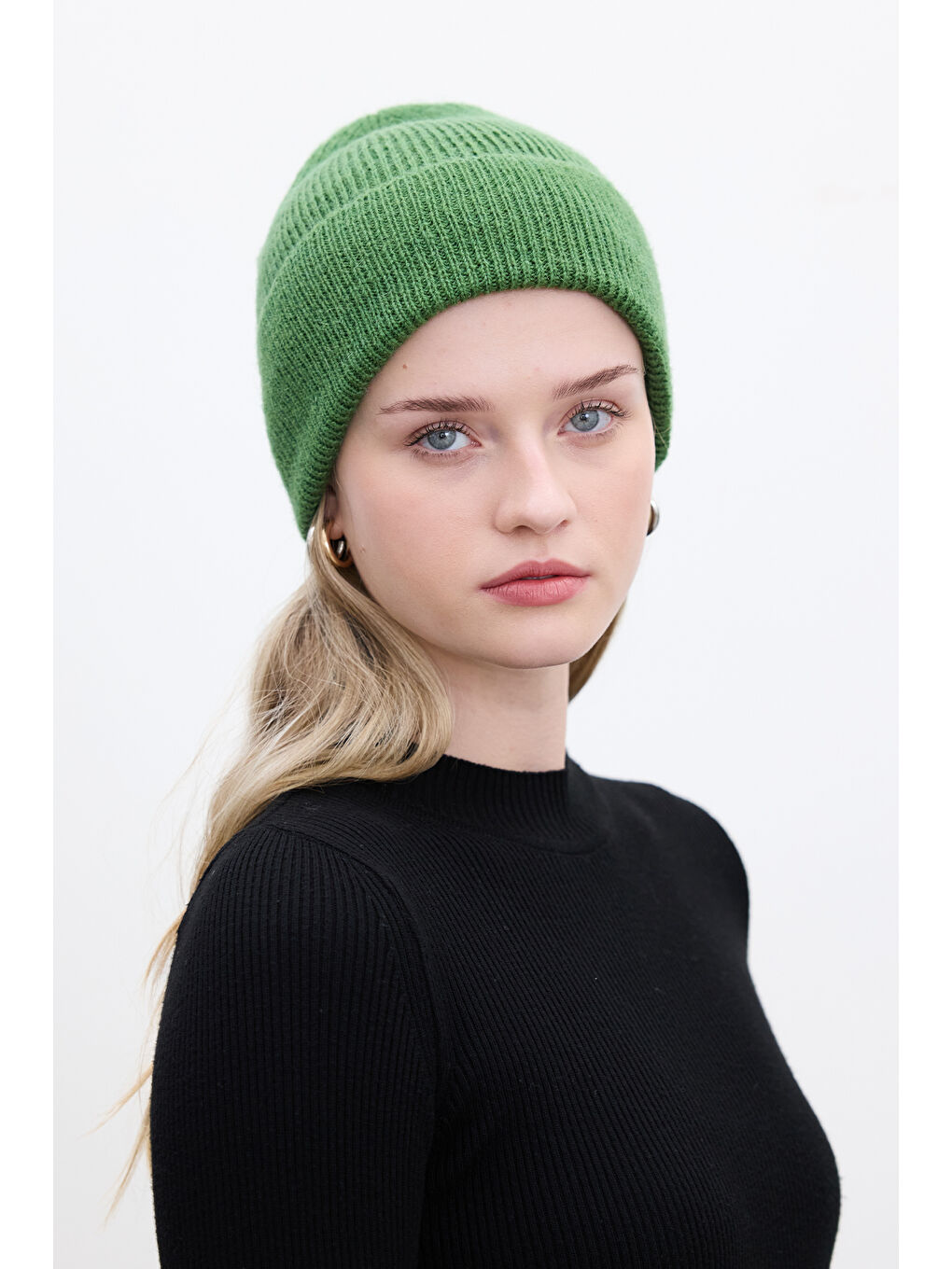 Fitilli Örgü Bere Yeşil-1