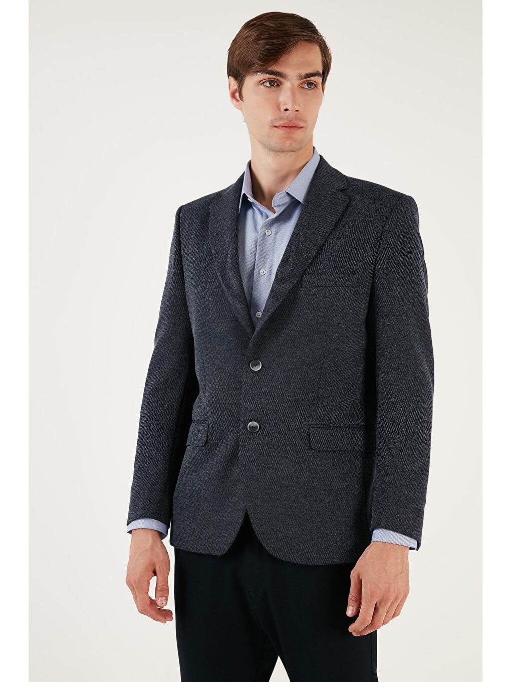 Buratti Canlı Mavi 6 Drop Çift Yırtmaçlı Kırçıllı Slim Fit Blazer Ceket 6601040 - 1