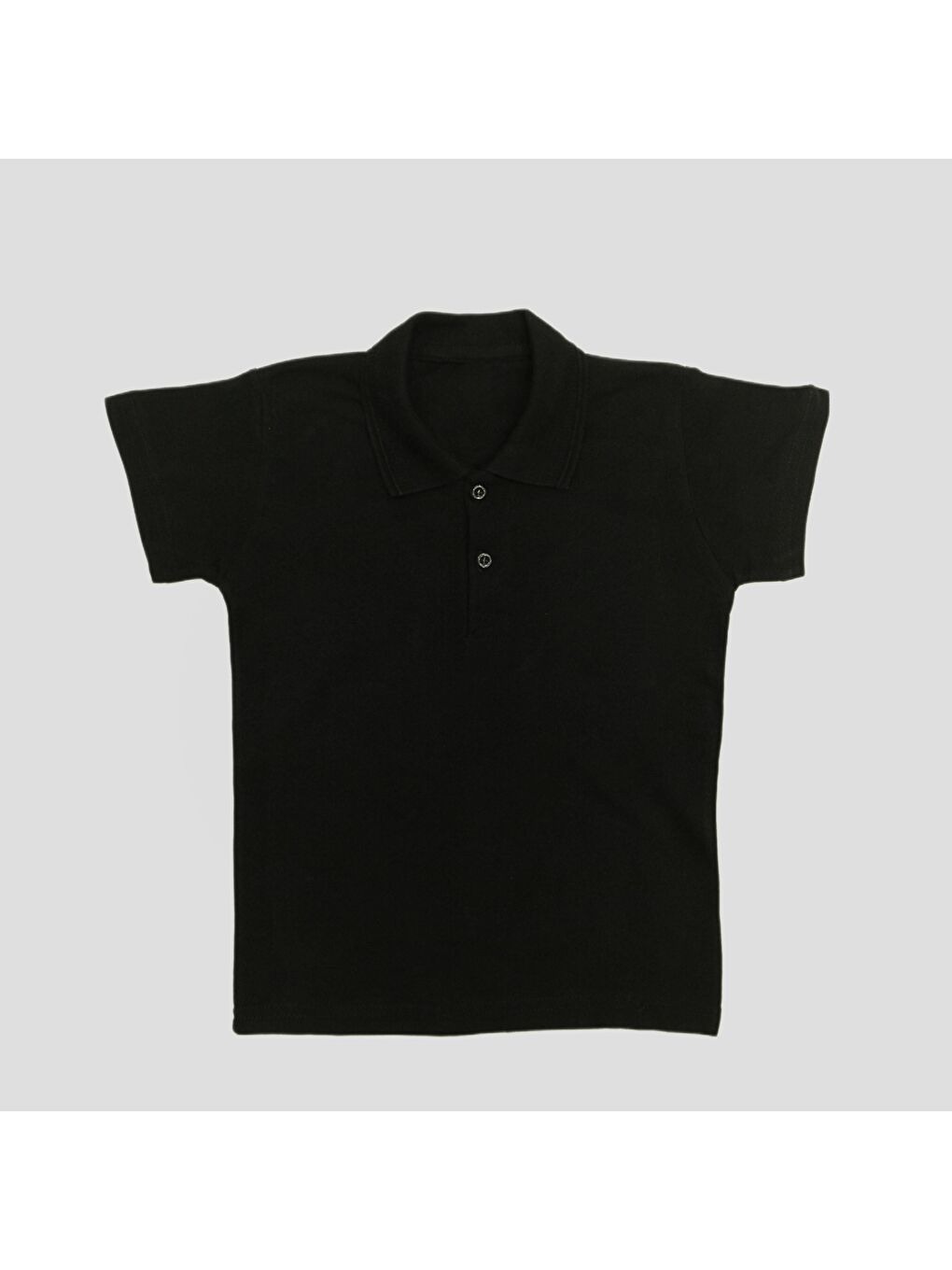 Siyah Kids Polo Yaka Basic Kısa Kollu Erkek Çocuk Tişört-3