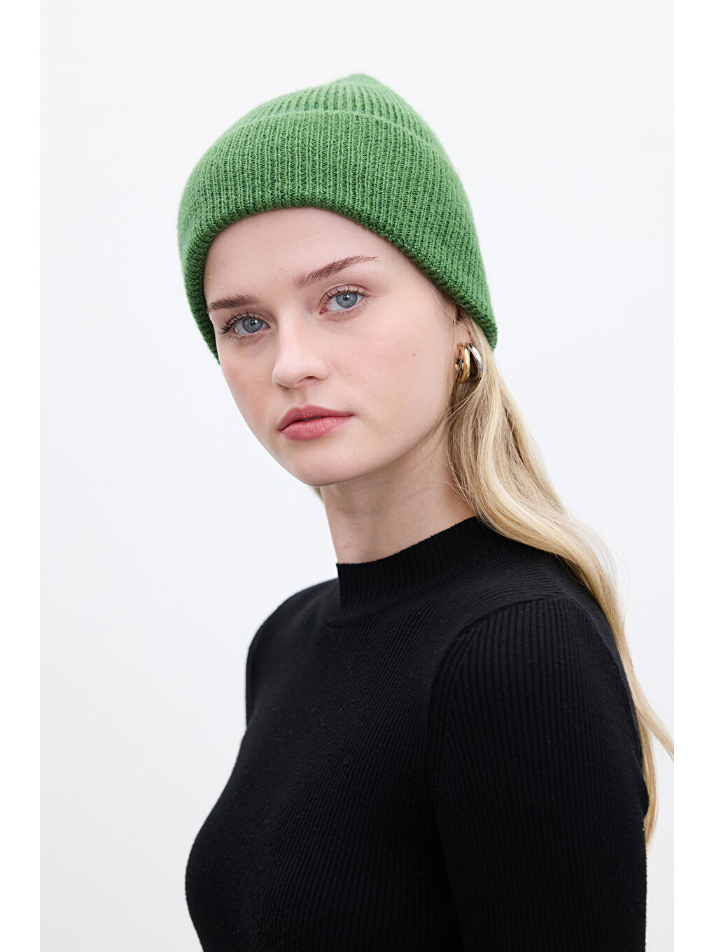 Fitilli Örgü Bere Yeşil-2