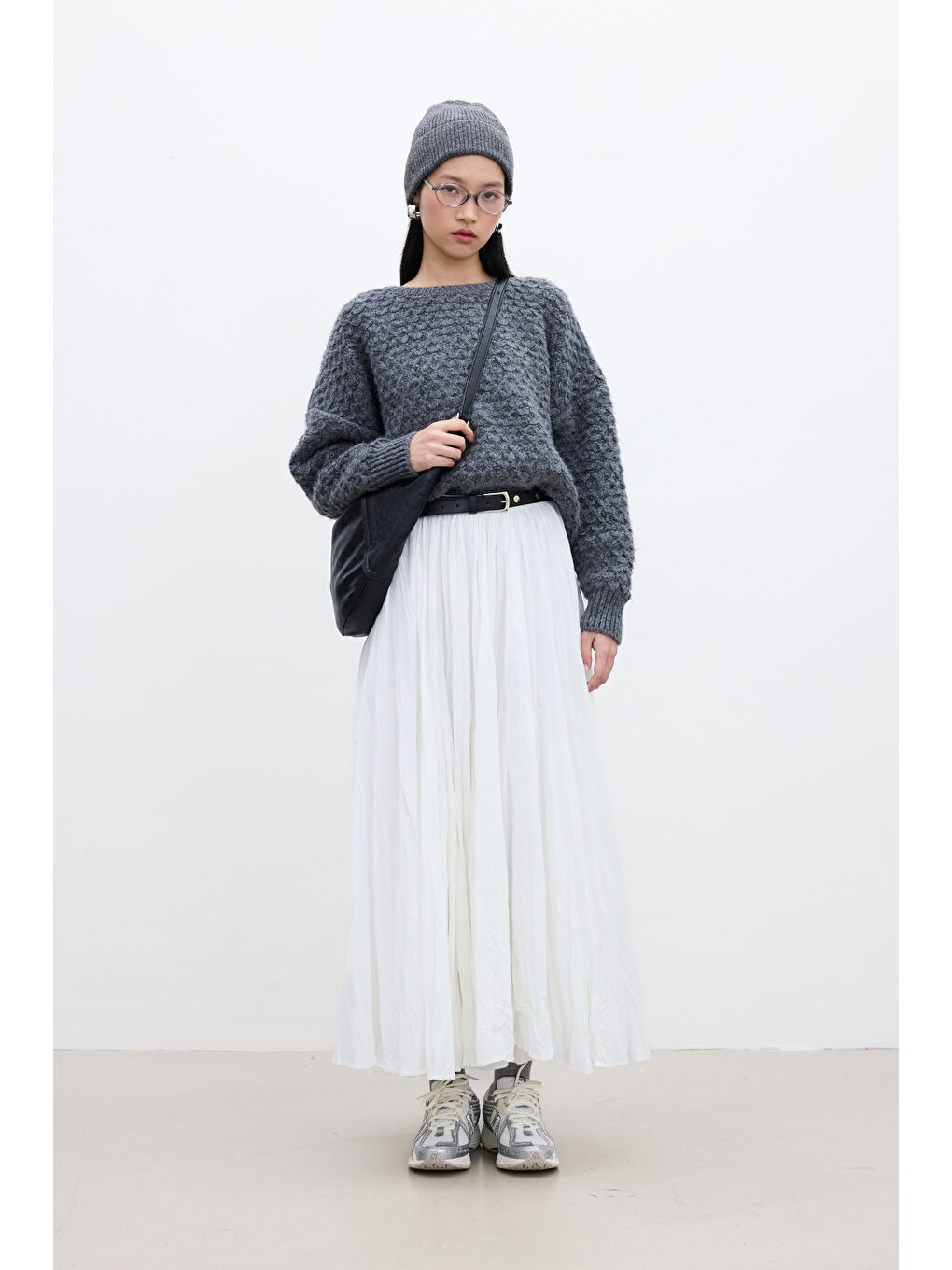 Desenli Örgü Triko Kazak Antrasit-2