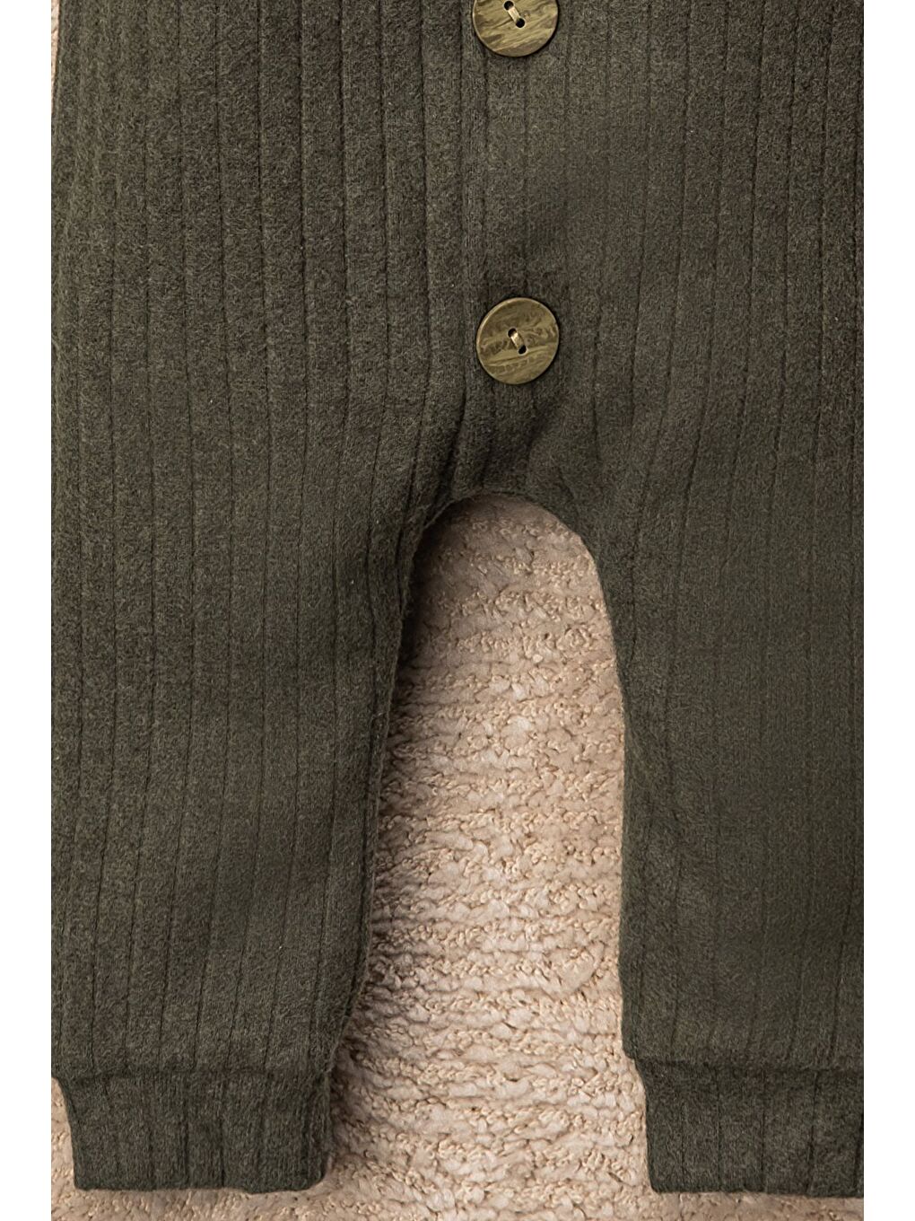 Haki Bereli Güneş Armalı Düz Renk Tulum Bebek Takımı-4