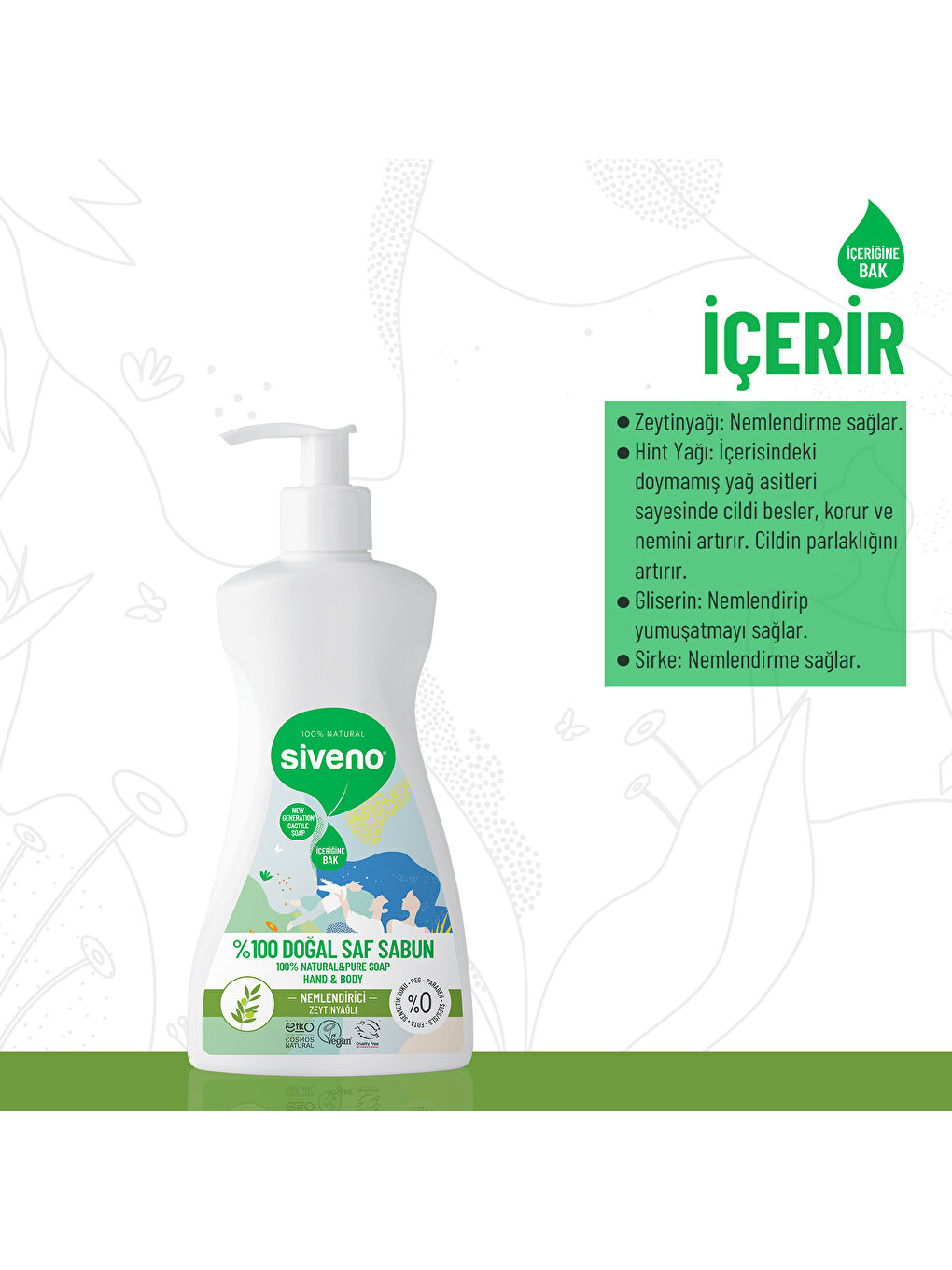 %100 Doğal Sıvı Kastil Sabun Zeytinyağlı Yoğun Nemlendirici Arındırıcı Bitkisel Vegan 300 ml-2