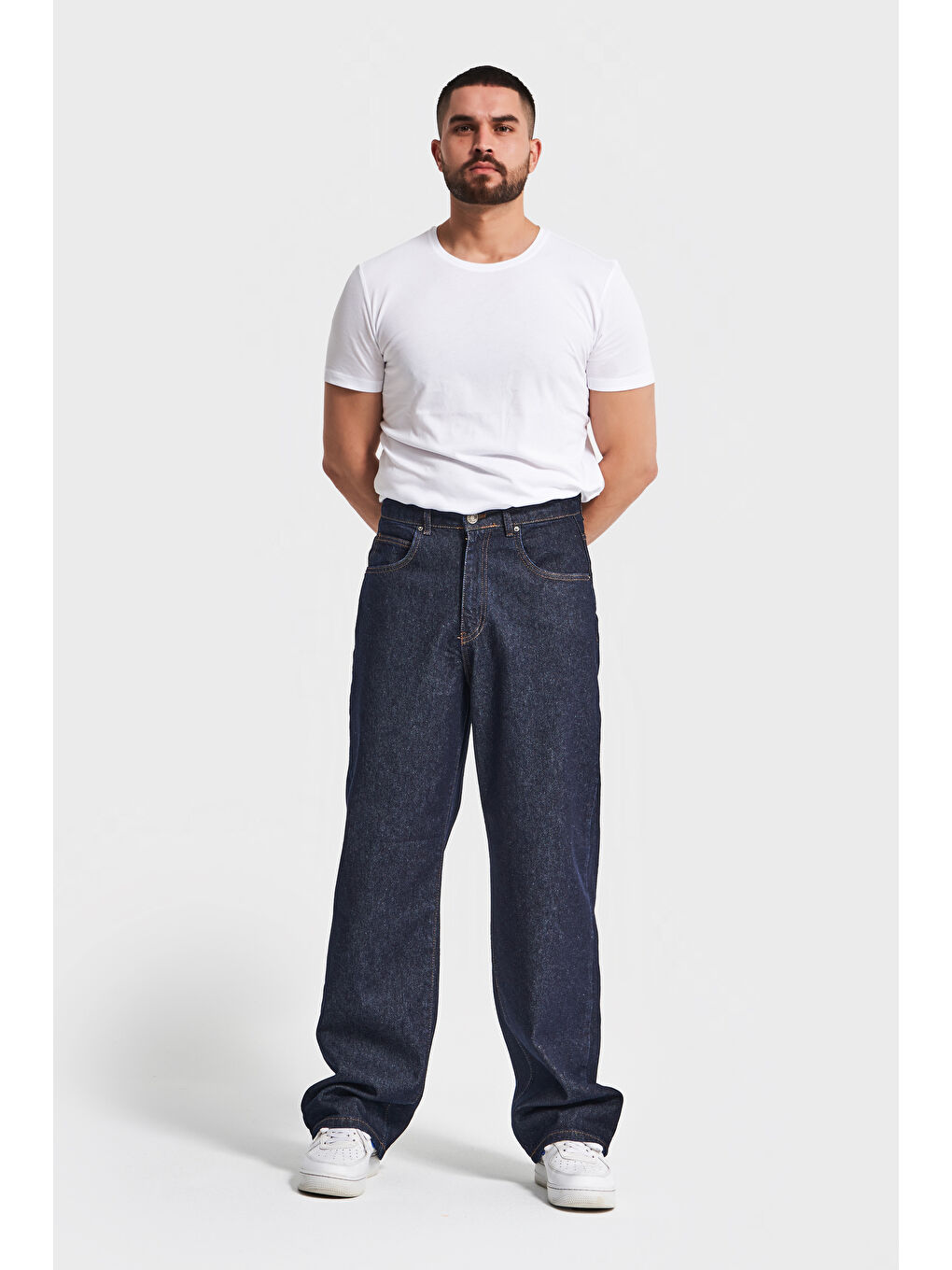 Erkek İndigo Renk 7w5-50 TT25 Relaxed Baggy Fit İç Boy 80cm %100 Pamuk Denim Jean-1