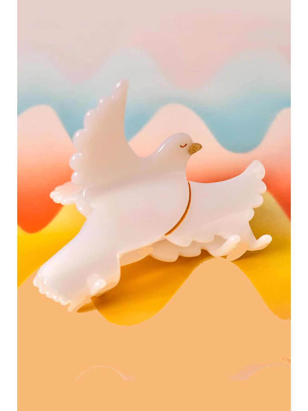 Beyaz Klammer Güvercin Lüks Kemik Mandal Toka