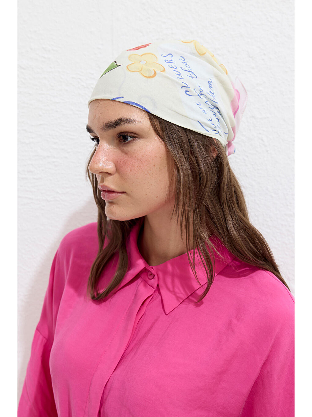 Karışık Desenli Pamuklu Fular Flowers-2