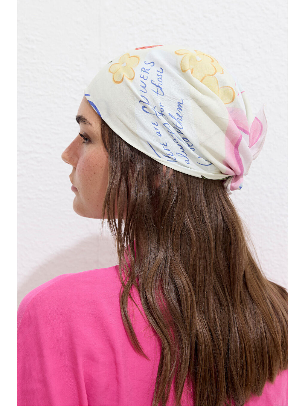 Karışık Desenli Pamuklu Fular Flowers-3