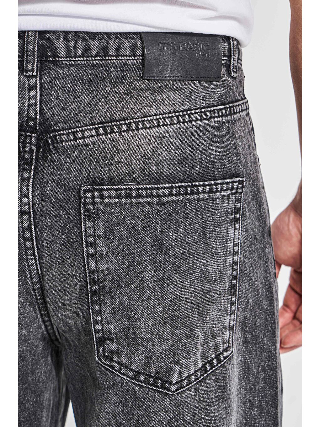 Gri Erkek Koyu Füme Renk 4w5-14 TT25 Relaxed Baggy Fit İç Boy 80cm Rahat Kesim %100 Pamuk Denim Jean-4