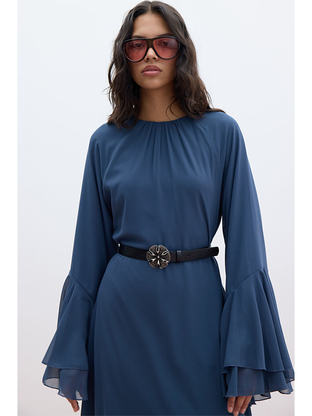 Çiçek Tokalı Kemer Siyah