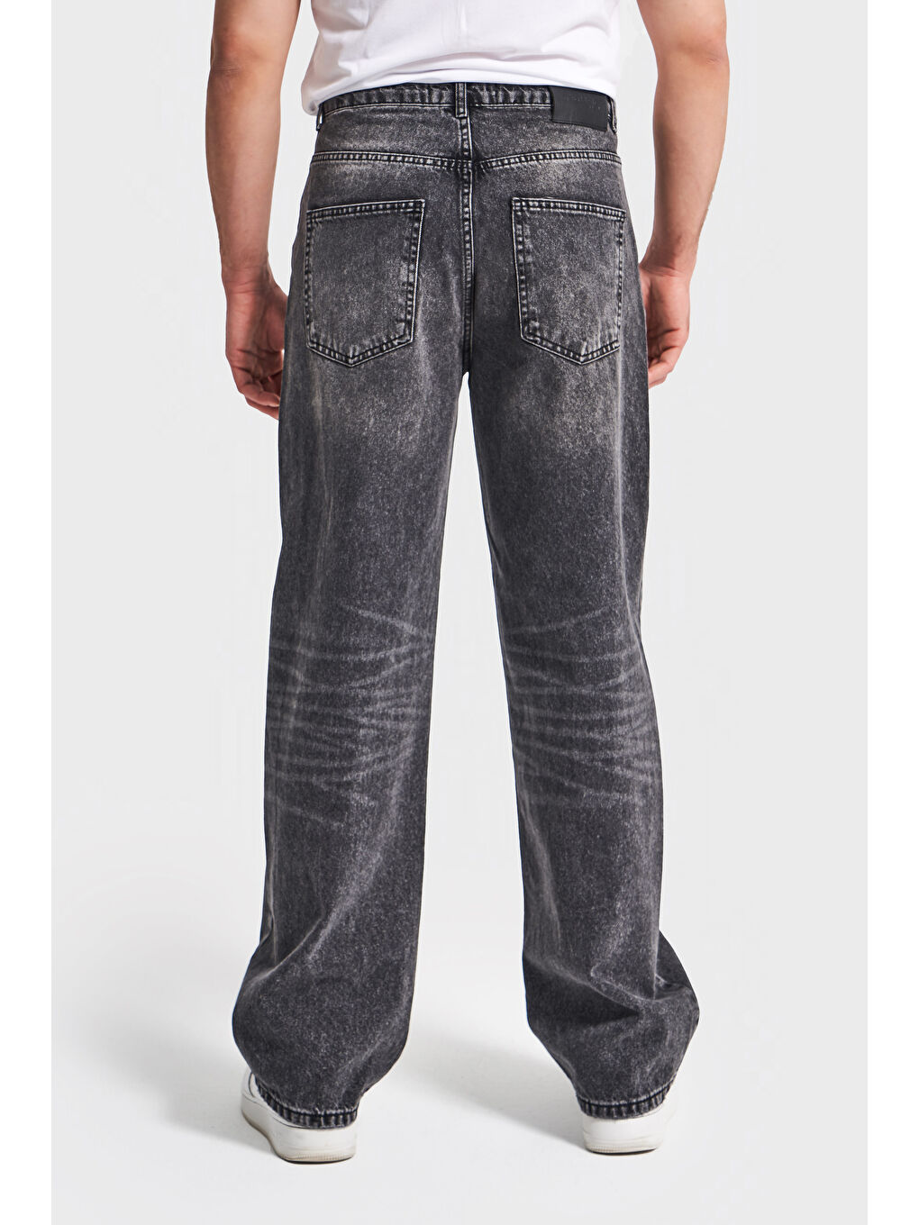 Gri Erkek Koyu Füme Renk 4w5-14 TT25 Relaxed Baggy Fit İç Boy 80cm Rahat Kesim %100 Pamuk Denim Jean-5