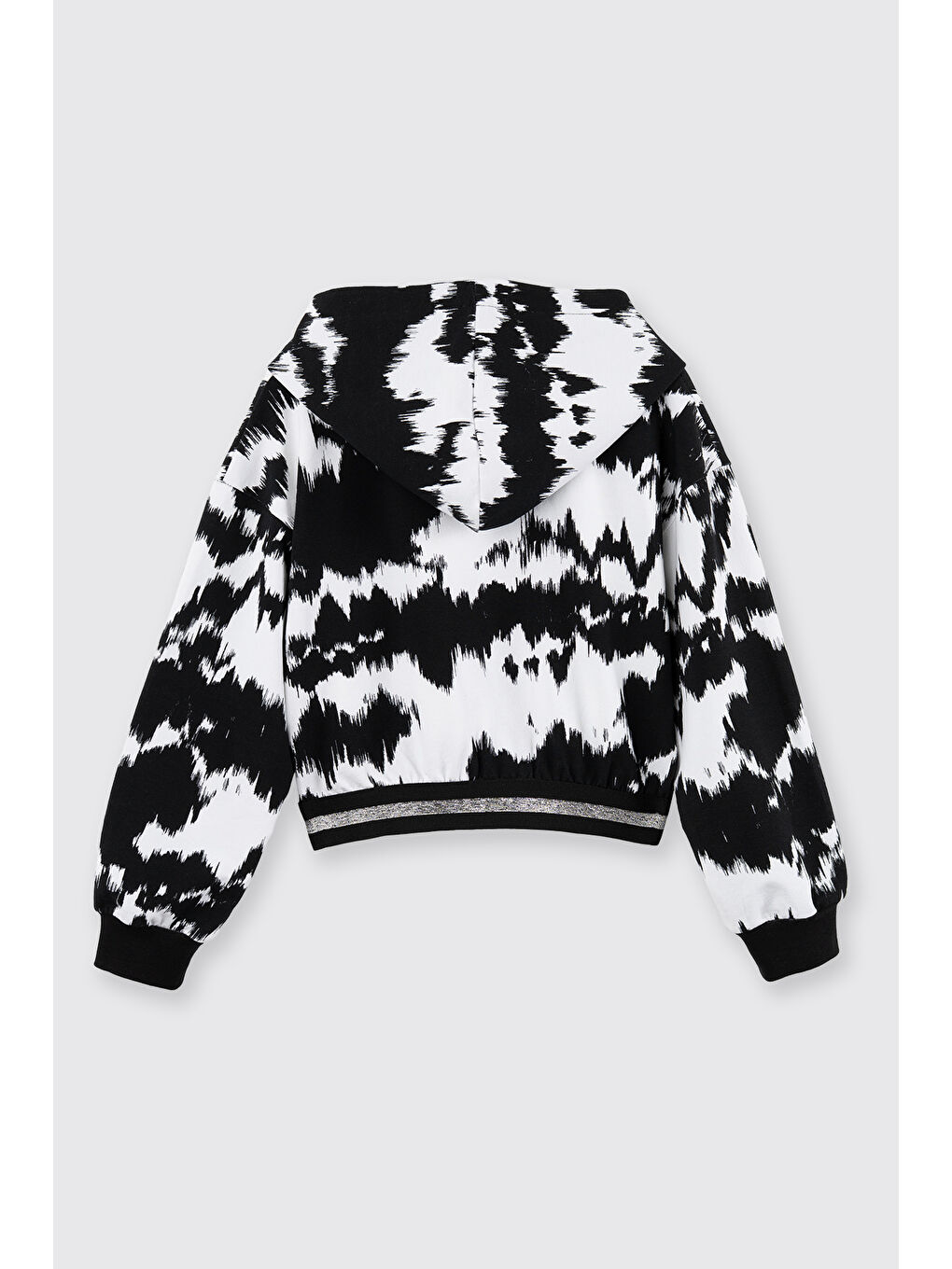 Kız Çocuk Desenli Kapüşonlu Siyah Sweatshirt-6