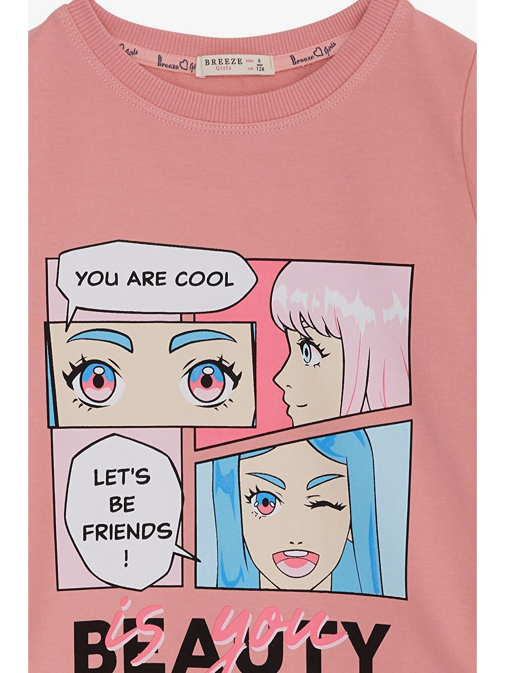 Pembe Kız Çocuk Tunik Havalı Kız Baskılı Pudra (8-11 Yaş)-2