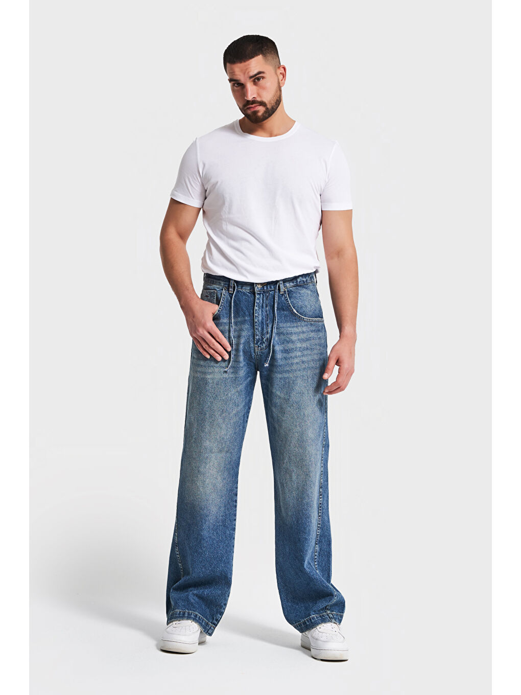 Mavi Erkek T.Kot Rengi NC17 2w5-32 Relaxed Baggy Fit Kemeri Bağcıklı İç Boy 79cm %100 Pamuk Denim Jean-1