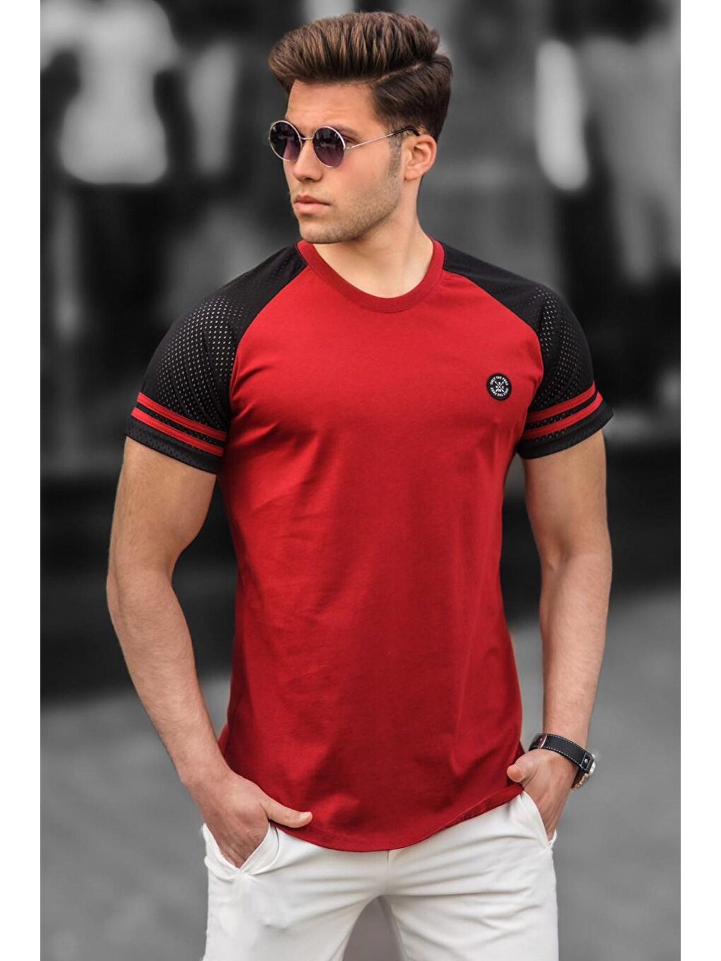Madmext Bordo Erkek Tişört 5257