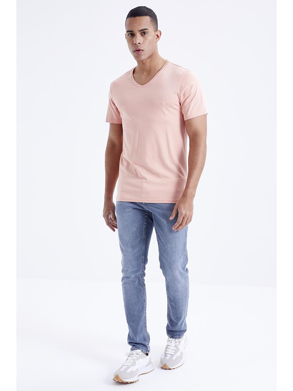 Mercan Basic Kısa Kol Standart Kalıp V Yaka Erkek Tişört - 87912-1