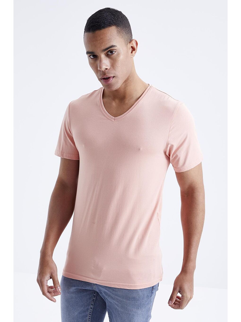 Mercan Basic Kısa Kol Standart Kalıp V Yaka Erkek Tişört - 87912-2
