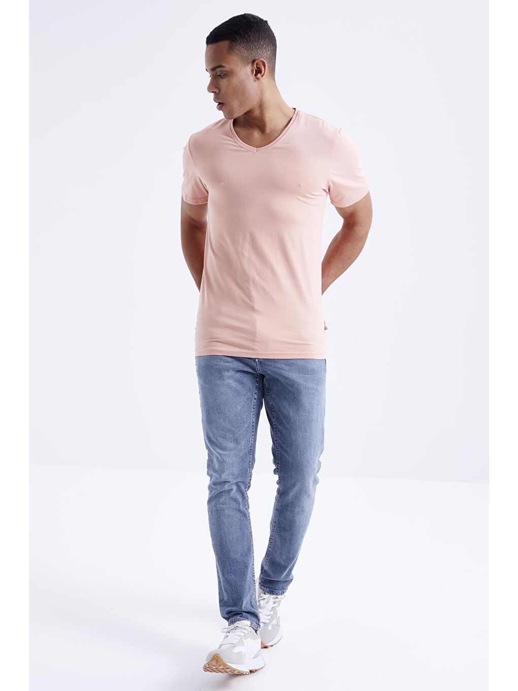 Mercan Basic Kısa Kol Standart Kalıp V Yaka Erkek Tişört - 87912-3