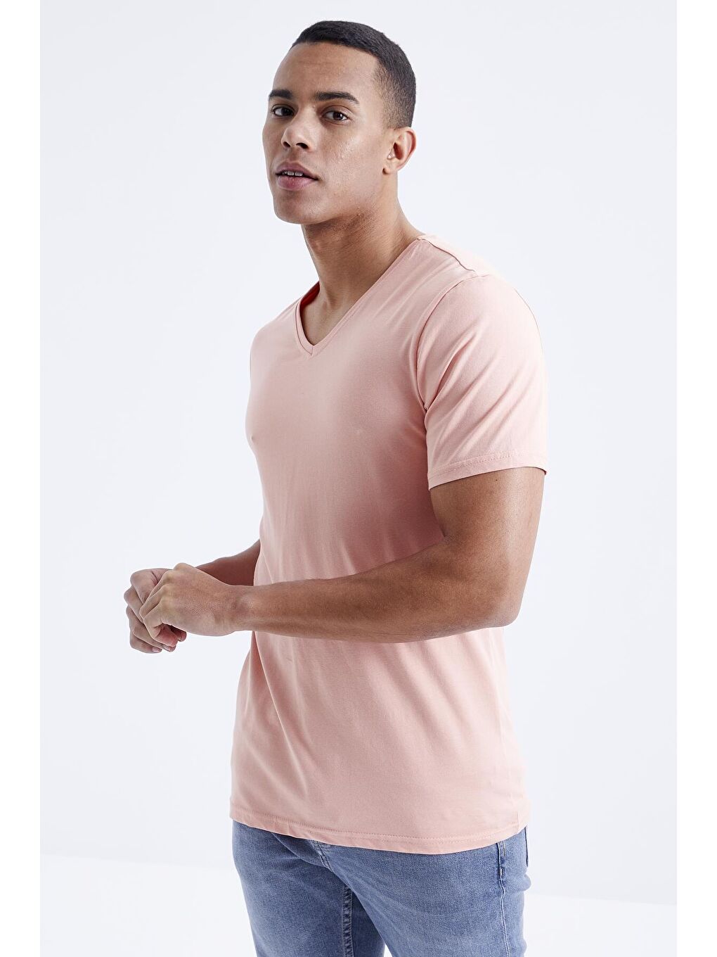 Mercan Basic Kısa Kol Standart Kalıp V Yaka Erkek Tişört - 87912-4