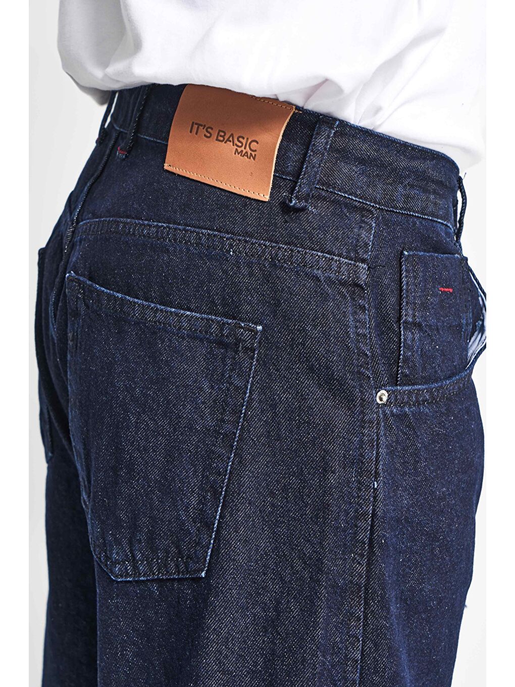 Erkek İndigo Renk NC17 7w5-50 Relaxed Baggy Fit Kemeri Bağcıklı İç Boy 79cm %100 Pamuk Denim Jean-4