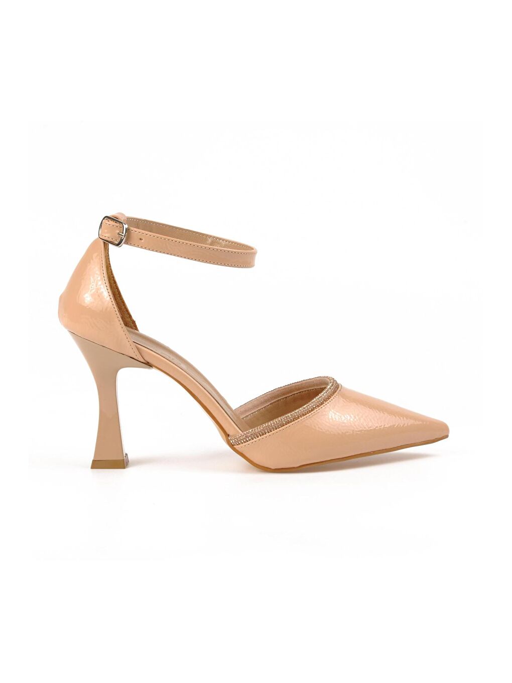 Bej 250 Ten Kırışık Rugan Kadın Abiye Ayakkabı