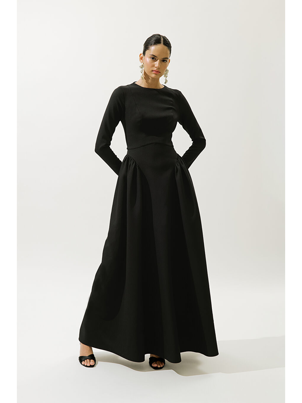 Lora Abiye Elbise Siyah-1