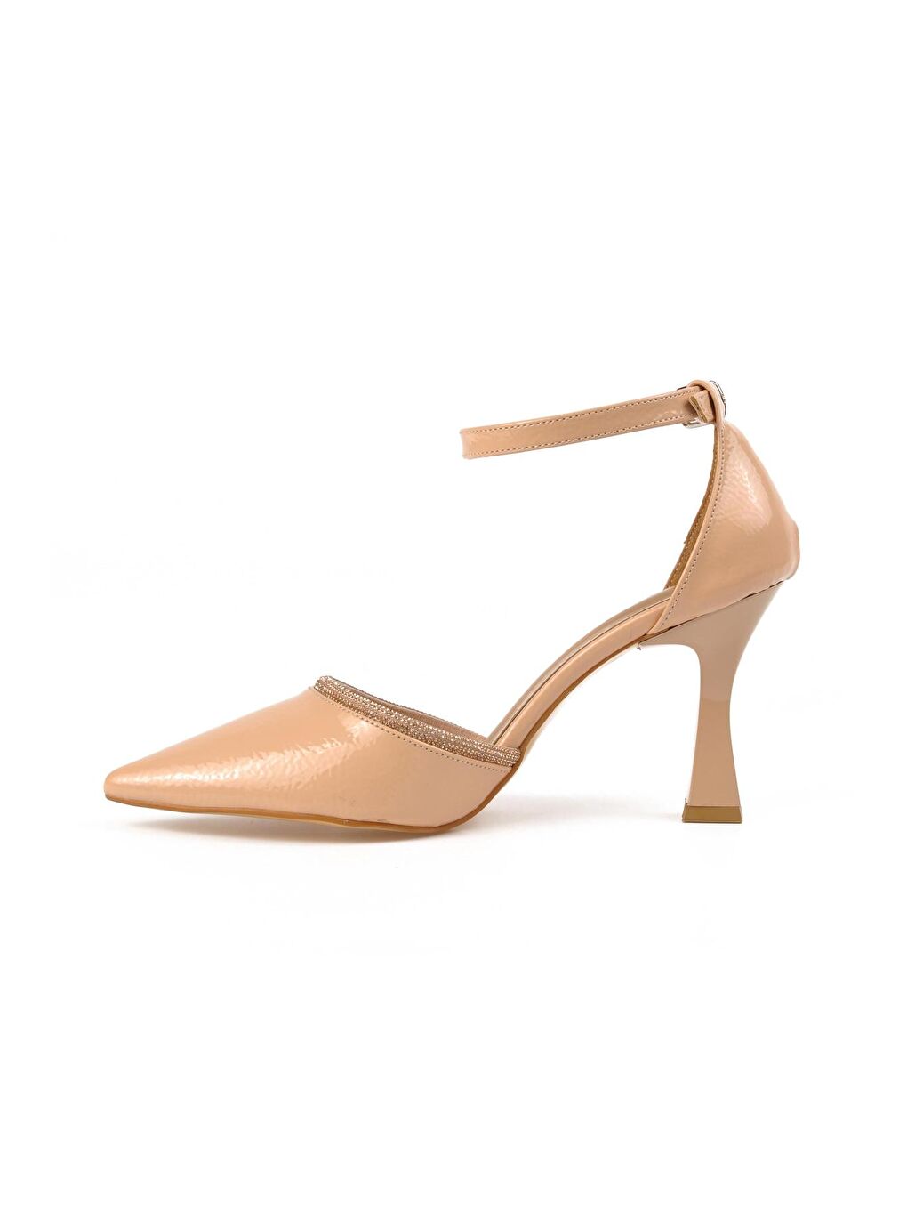 Bej 250 Ten Kırışık Rugan Kadın Abiye Ayakkabı-1