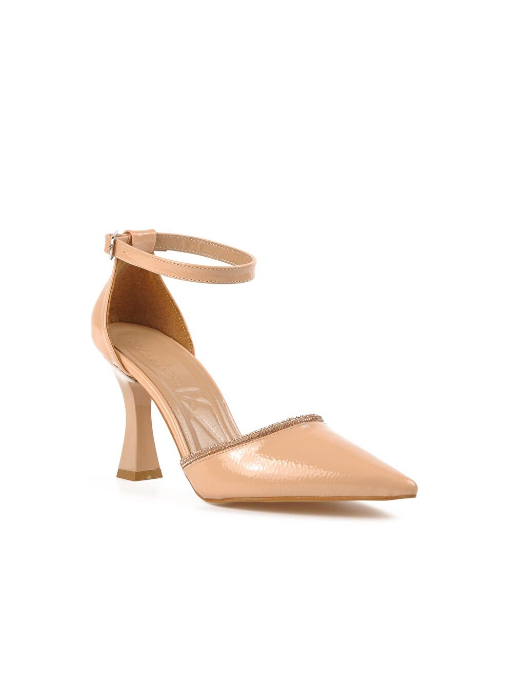 Bej 250 Ten Kırışık Rugan Kadın Abiye Ayakkabı-2