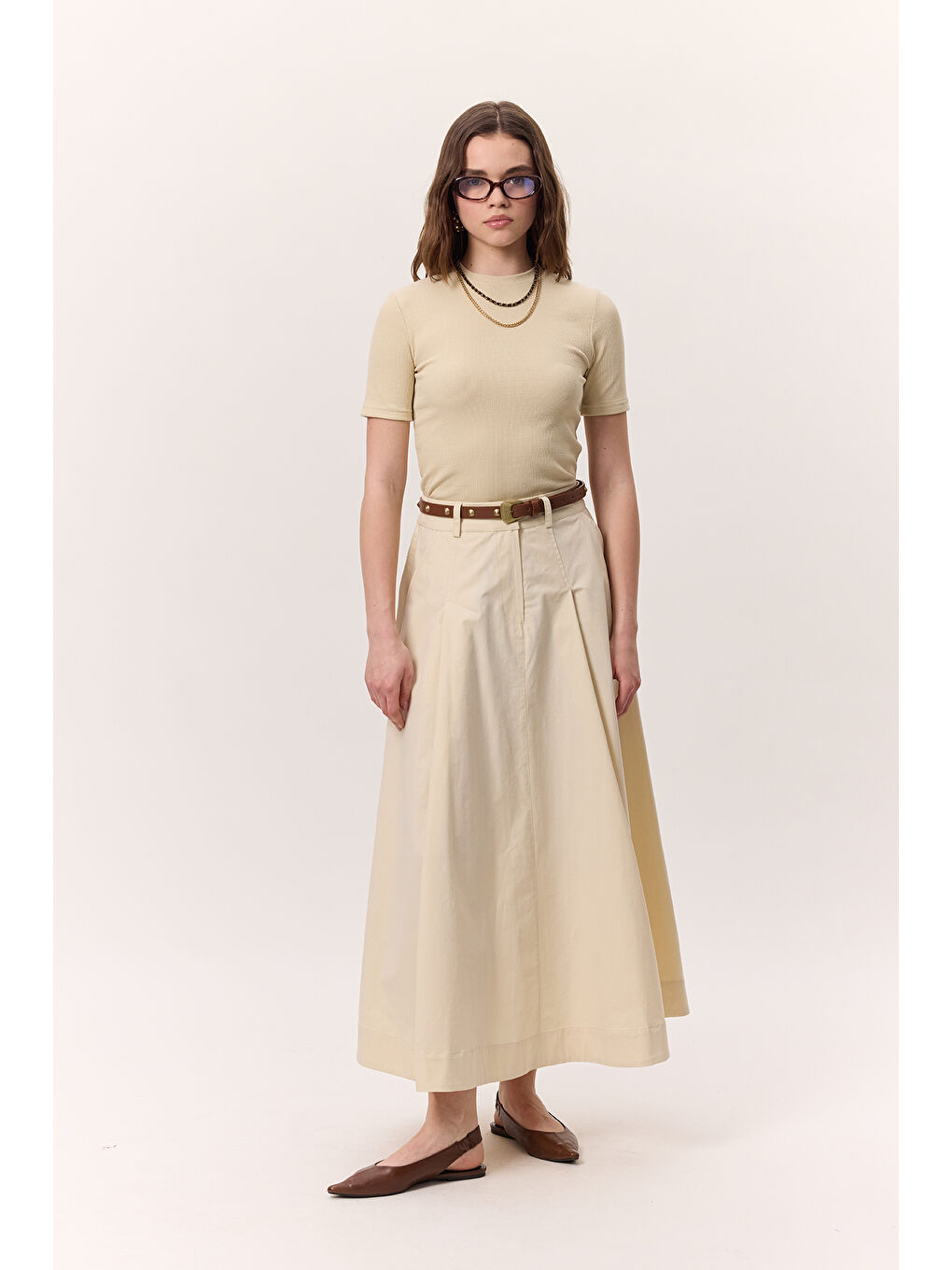 Kısa Kollu Rıbana Body Bej-1