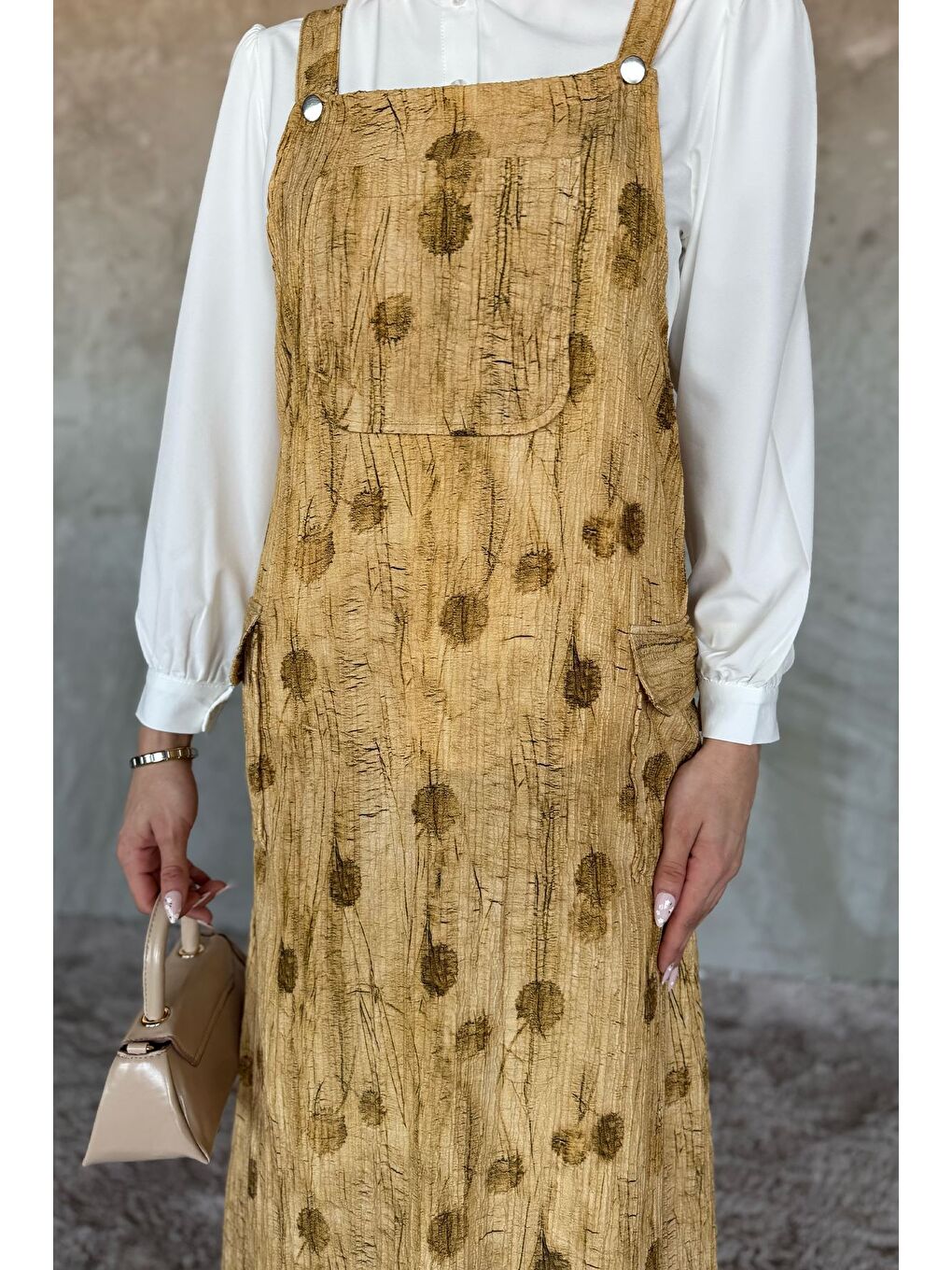 Kahverengi Tesettür Gömlek Salopet İkili Takım-5