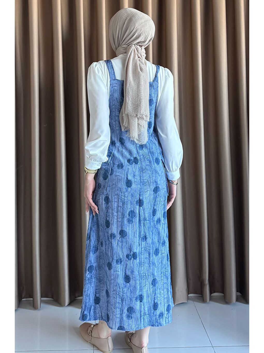 İndigo Tesettür Gömlek Salopet İkili Takım-7