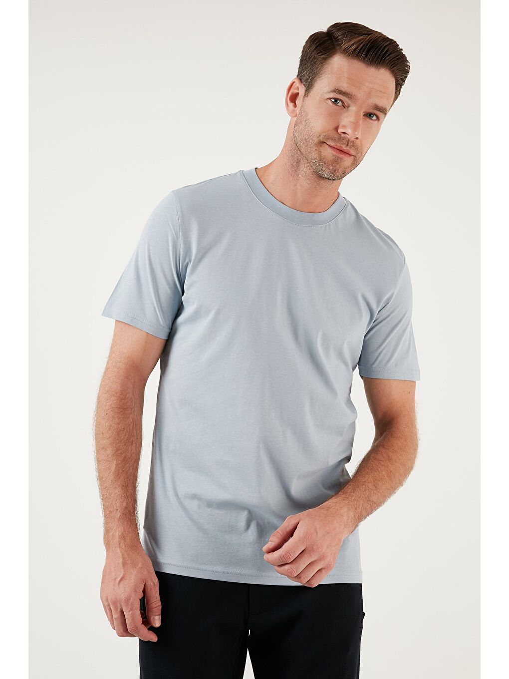 Buratti Orta Mavi Pamuklu Regular Fit Bisiklet Yaka Basic T Shirt 59020201 - 1