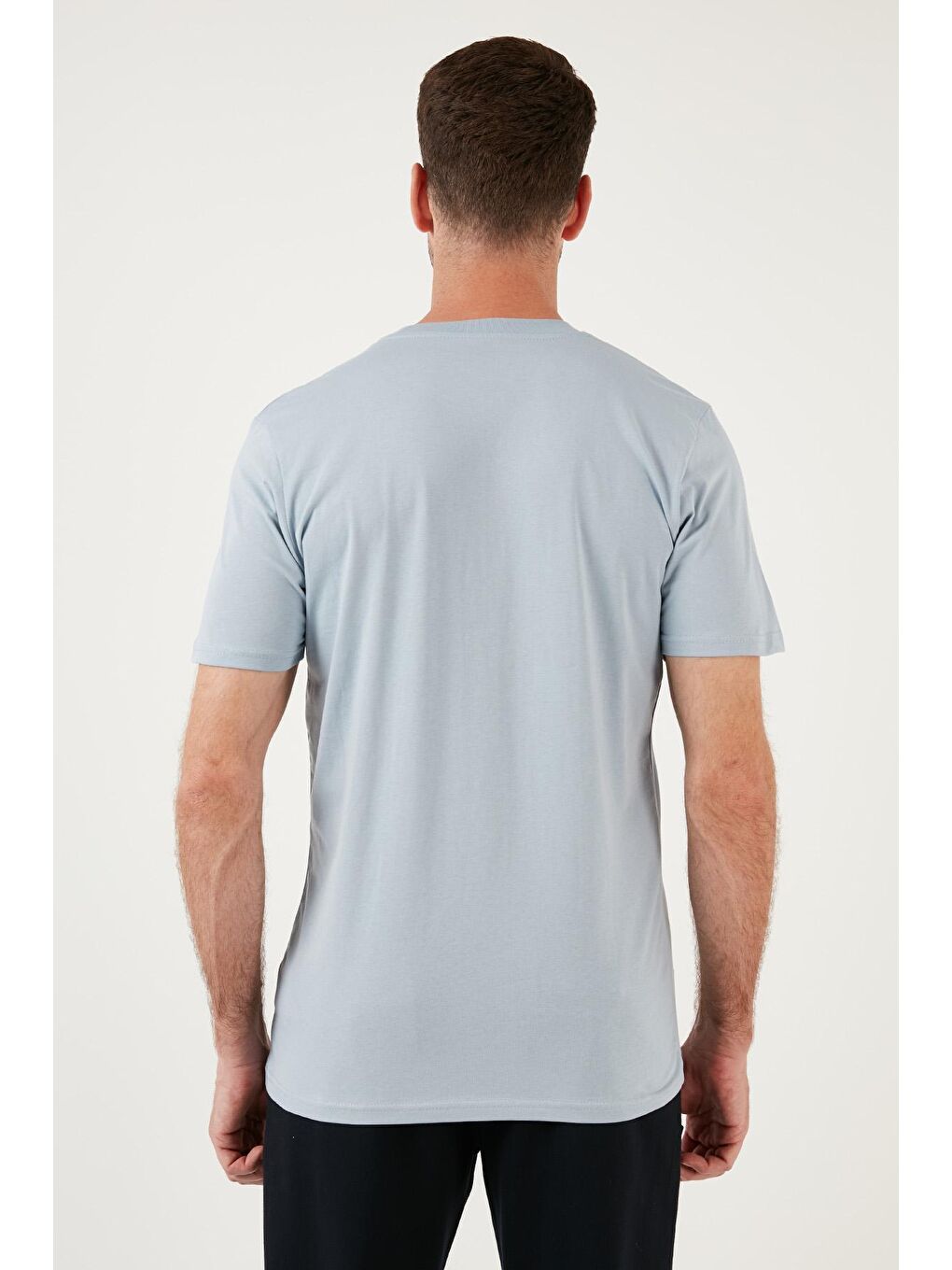 Buratti Orta Mavi Pamuklu Regular Fit Bisiklet Yaka Basic T Shirt 59020201 - 4