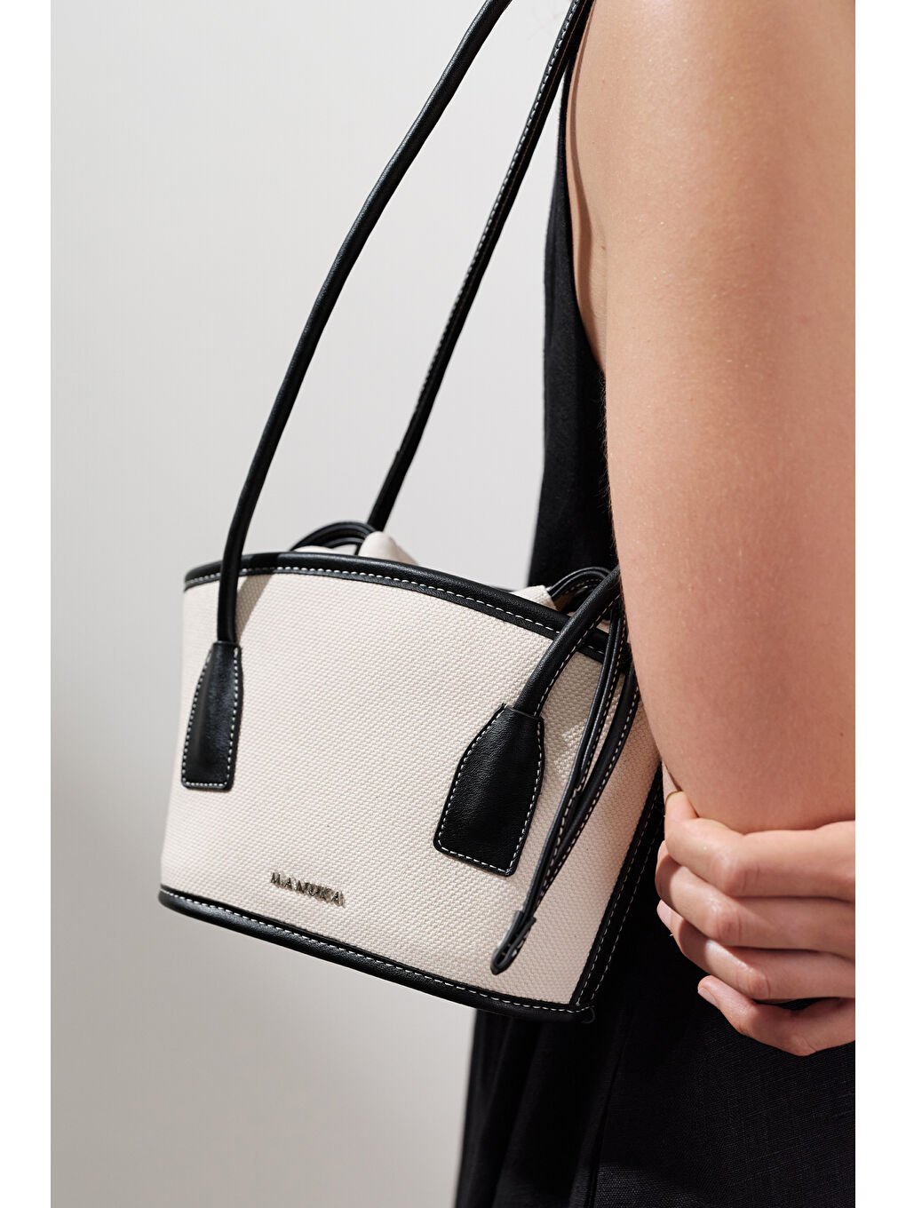 Kanvas Mini Kova Çanta Bej-1