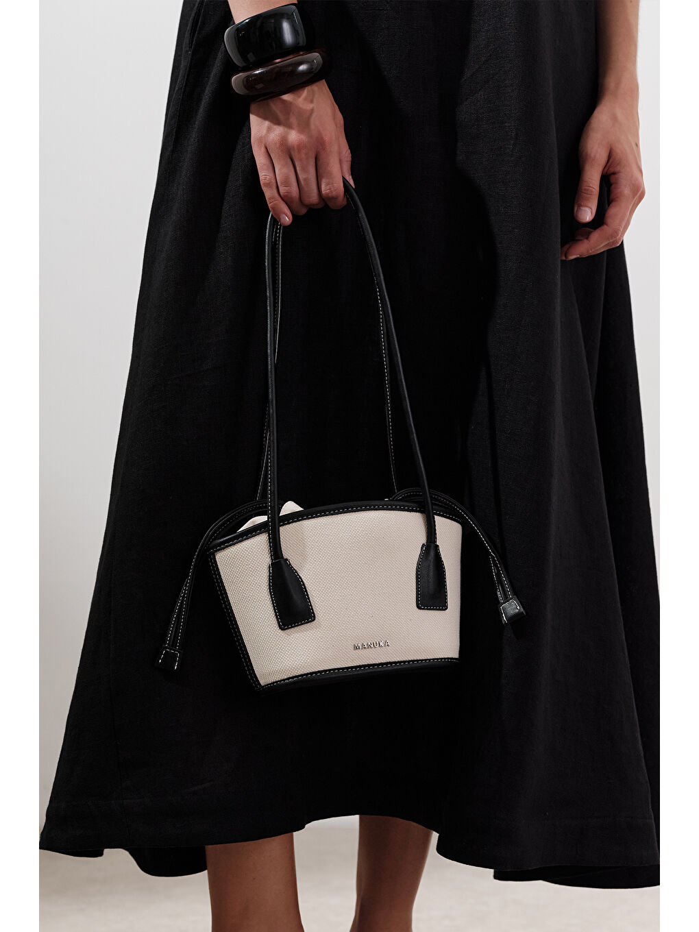 Kanvas Mini Kova Çanta Bej-2