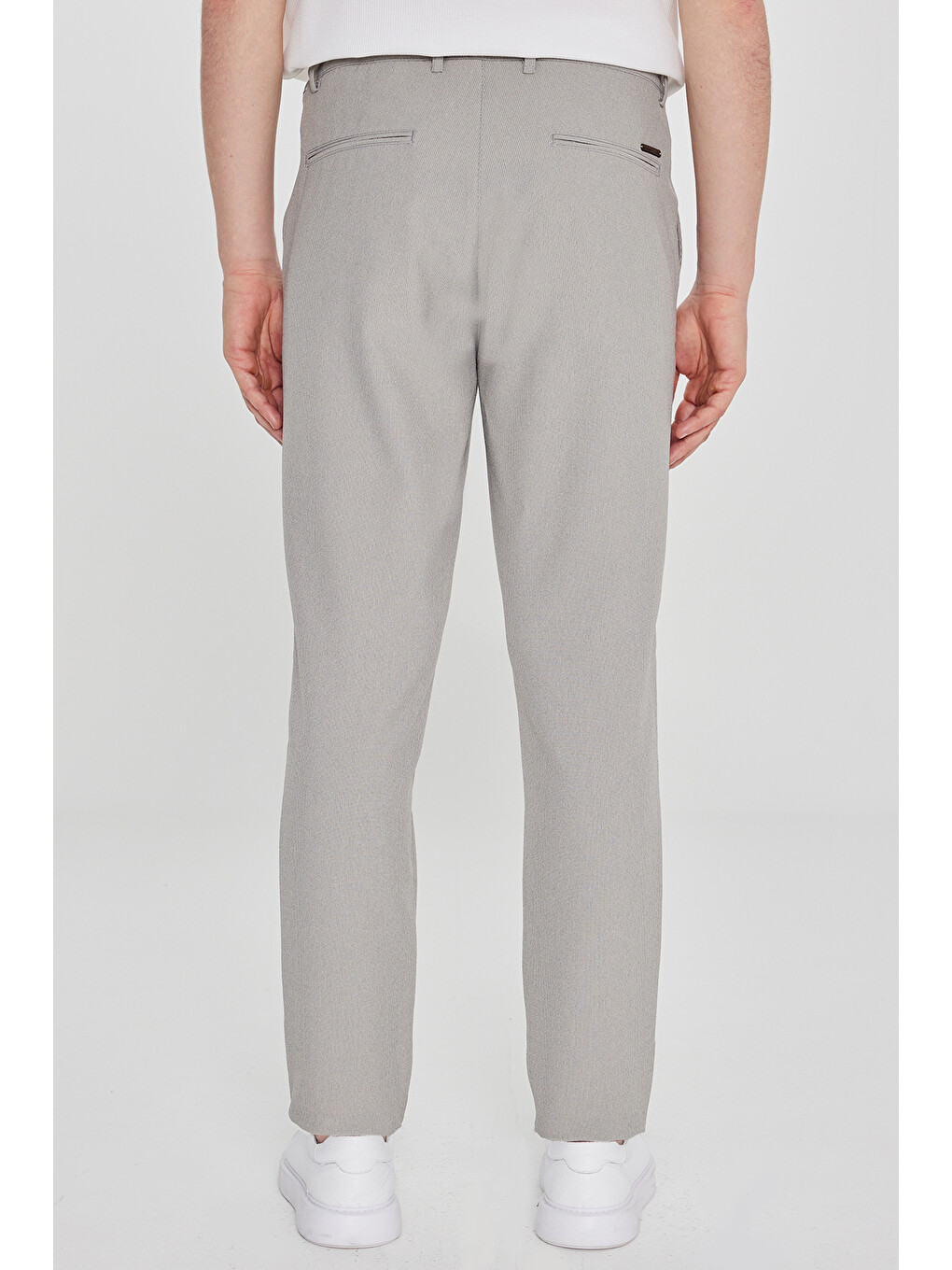 Erkek Açık Yeşil Slim Fit Beli Bağlamalı Gofre Desenli Yan Cepli Casual Pantolon-4