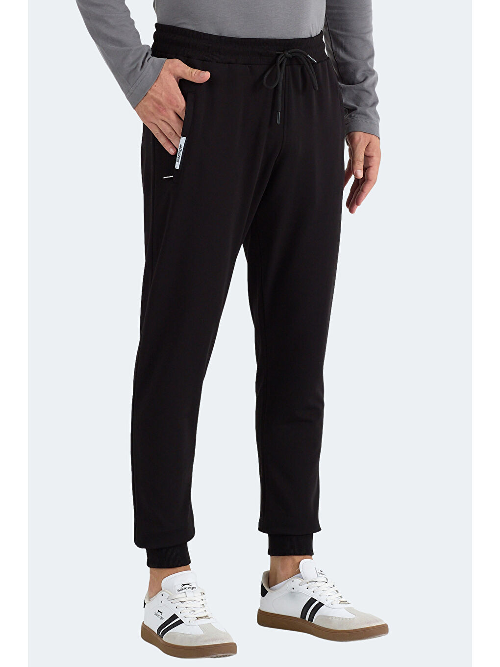 FRENZY Erkek Fermuar Cepli Siyah Jogger Eşofman Altı-2