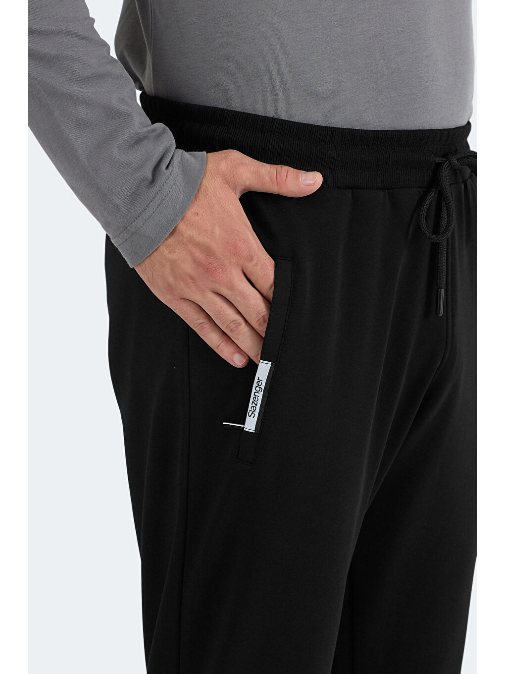 FRENZY Erkek Fermuar Cepli Siyah Jogger Eşofman Altı-3