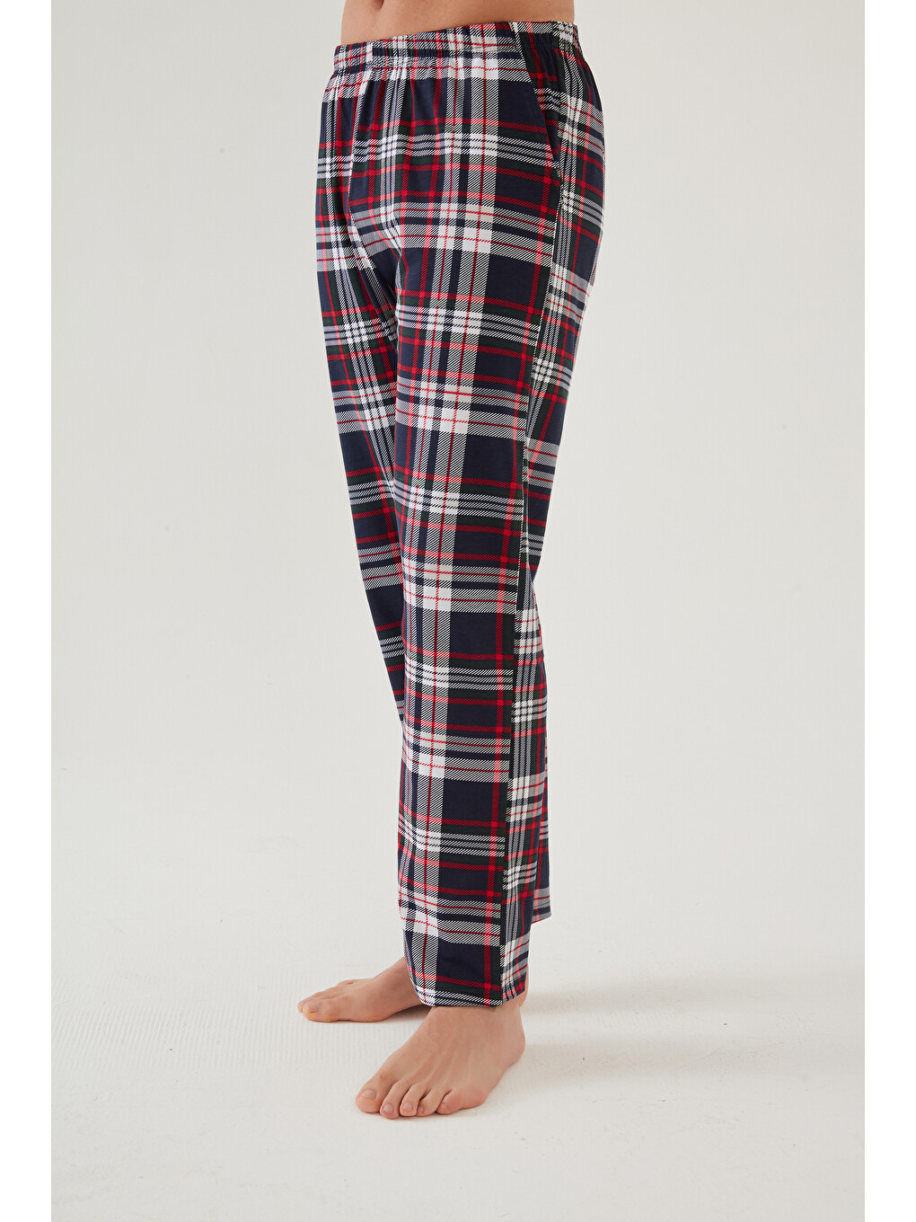 Erkek Pamuklu %100 Ekose-lacivert 2'li Tek Alt Pijama - S000422236-37346 |-2