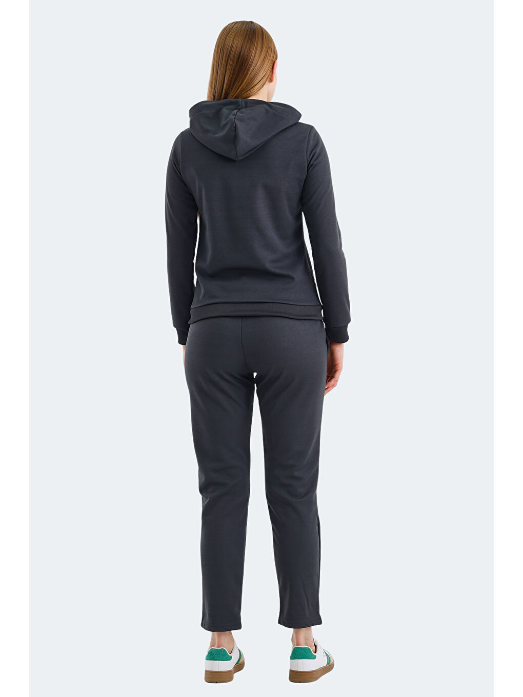 RID IN Kadın Fermuarlı Kapüşonlu Cepli Koyu Gri Eşofman Takımı-1
