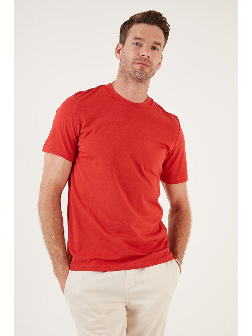 Buratti Kırmızı Pamuklu Regular Fit Bisiklet Yaka Basic T Shirt 59020201