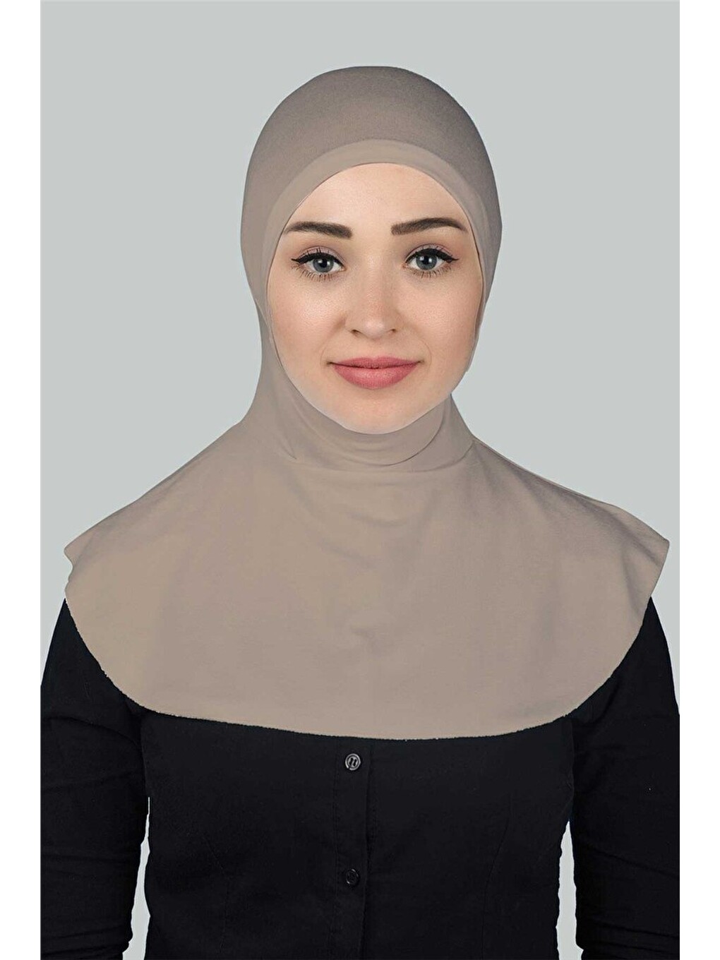 Kahverengi Kadın Tesettür Pratik Boyunluklu Hijab - Sporcu Bone-1