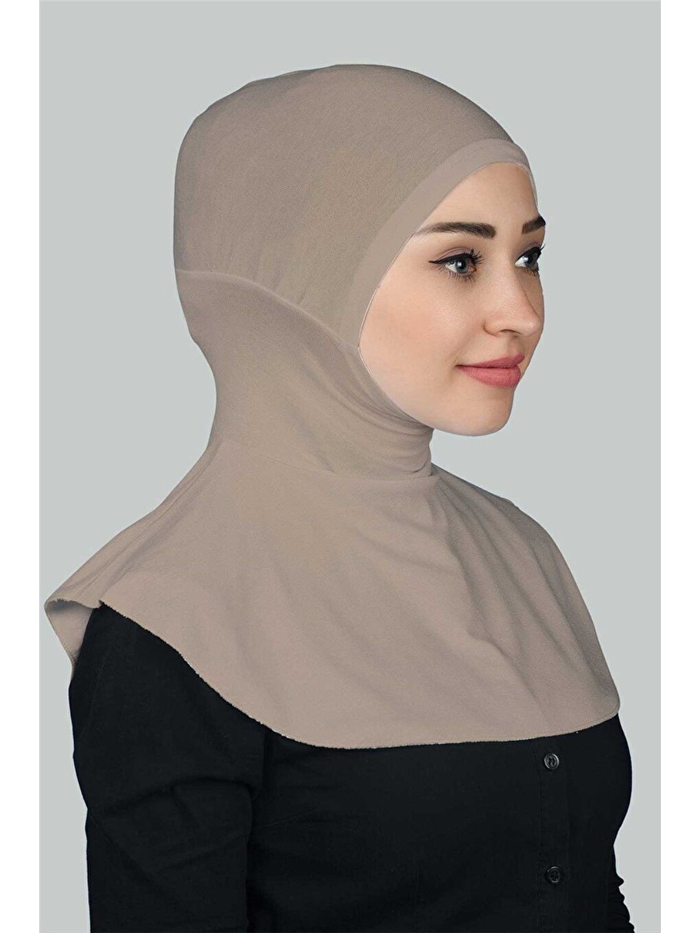 Kahverengi Kadın Tesettür Pratik Boyunluklu Hijab - Sporcu Bone