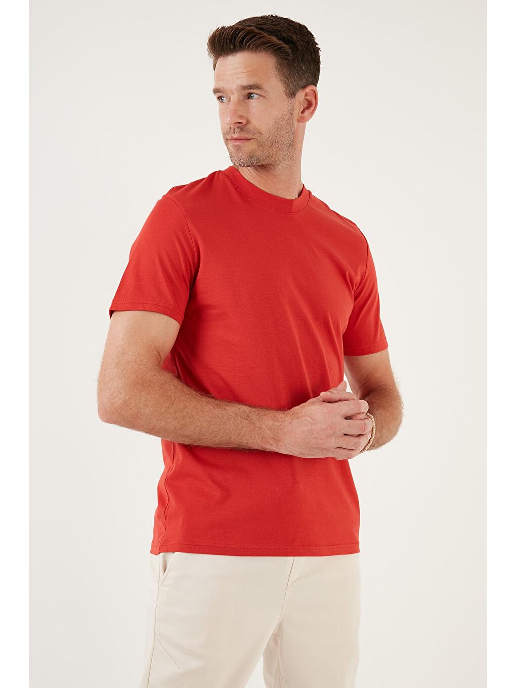 Buratti Kırmızı Pamuklu Regular Fit Bisiklet Yaka Basic T Shirt 59020201 - 2