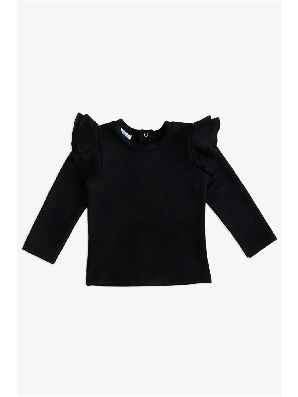 Kız Çocuk Siyah Omuz Fırfırlı Body Sweatshirt 23 Nisan 29 Ekim Yılbaşı Gösteri Kıyafeti-3