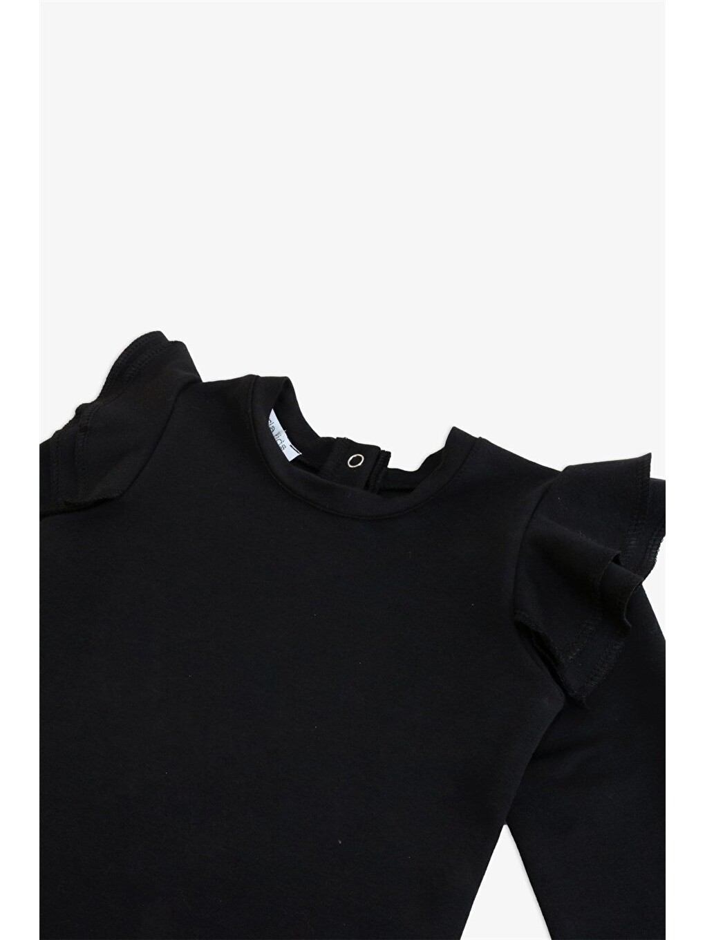Kız Çocuk Siyah Omuz Fırfırlı Body Sweatshirt 23 Nisan 29 Ekim Yılbaşı Gösteri Kıyafeti-4