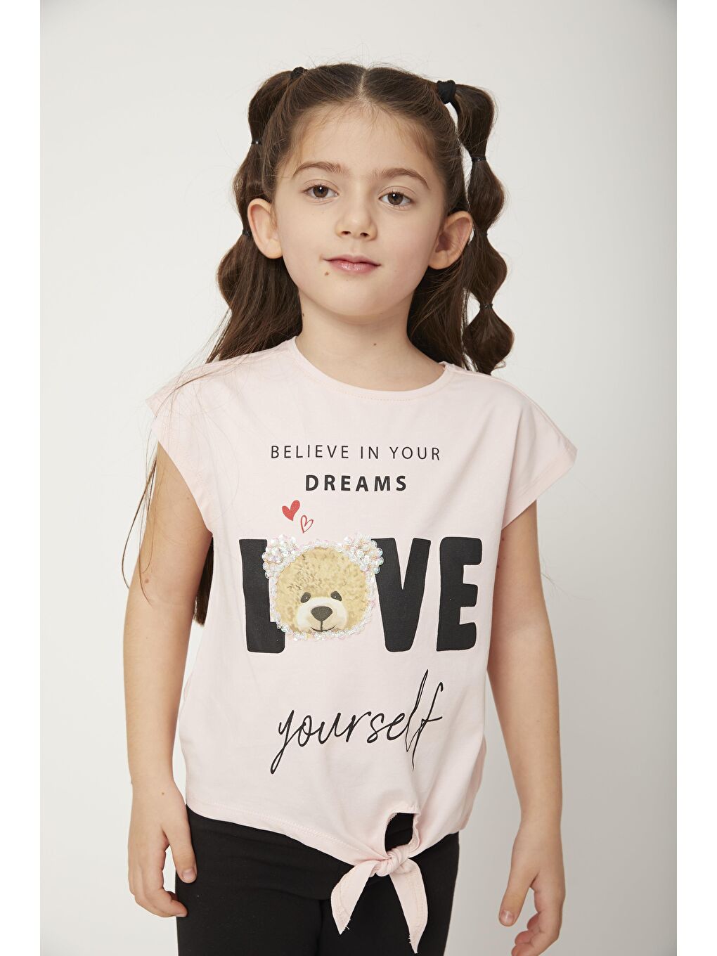 Pembe Kız Çocuk Believe Yourself Love Tişört