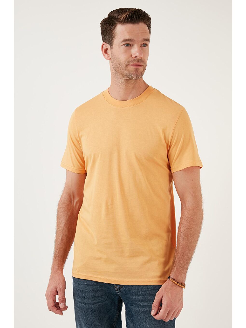 Buratti Hardal Sarı Pamuklu Regular Fit Bisiklet Yaka Basic T Shirt 59020201 - 3